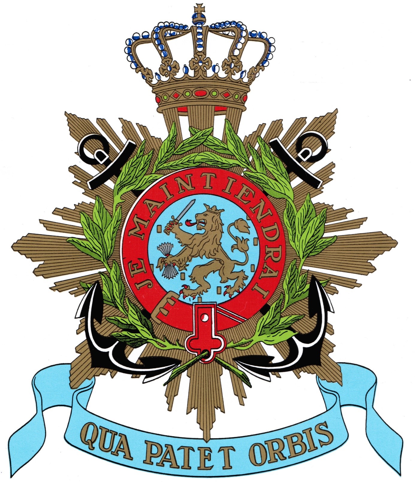 The logo of the Dutch Marine Corps<br>Qua Patet Orbis – As Far as the World Extends