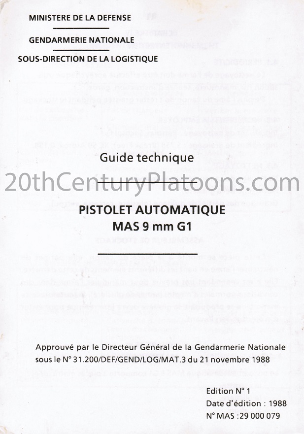 The cover page of the French PA MAS manual