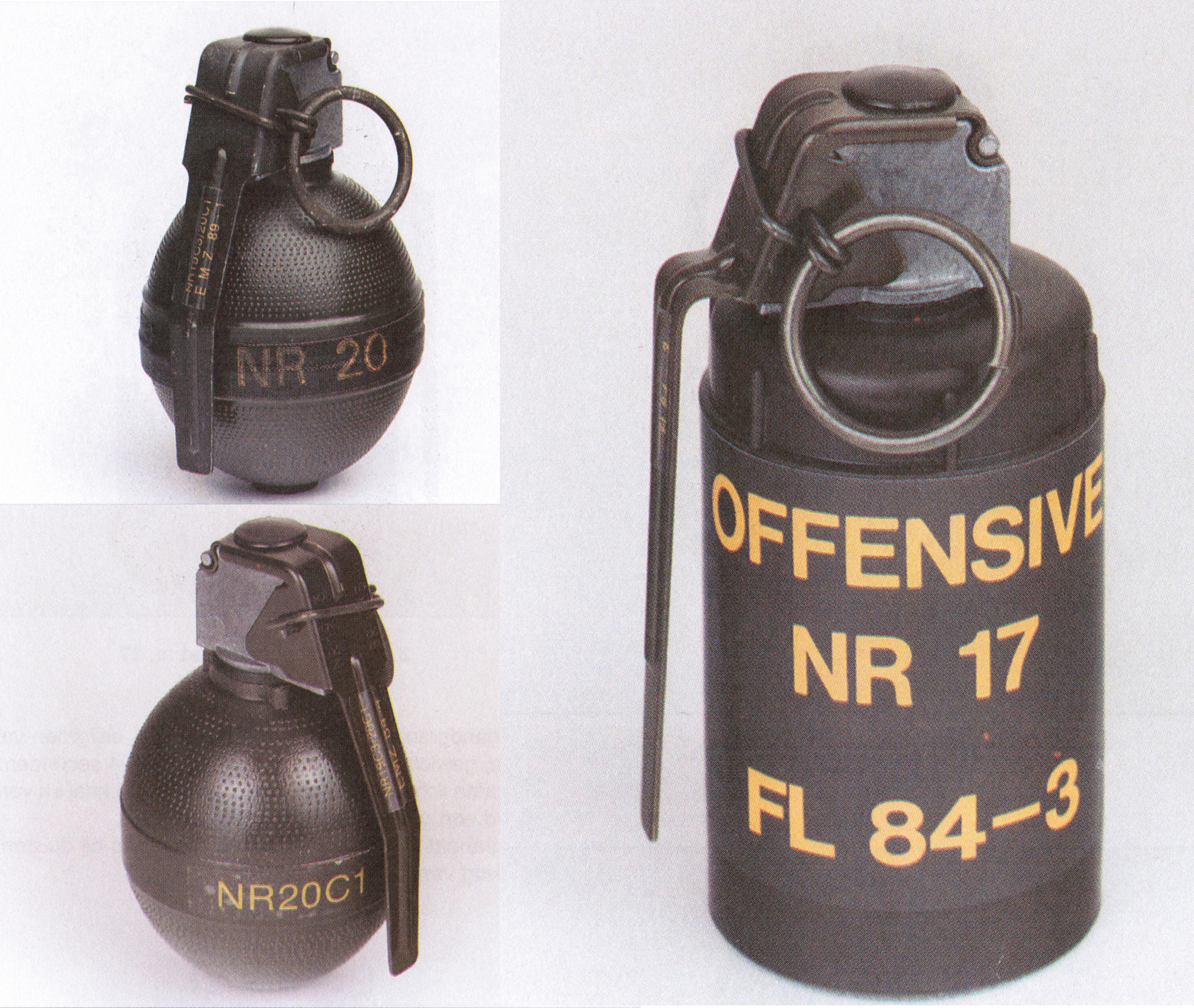 The nr. 20, nr. 20C1, and nr. 17 grenades