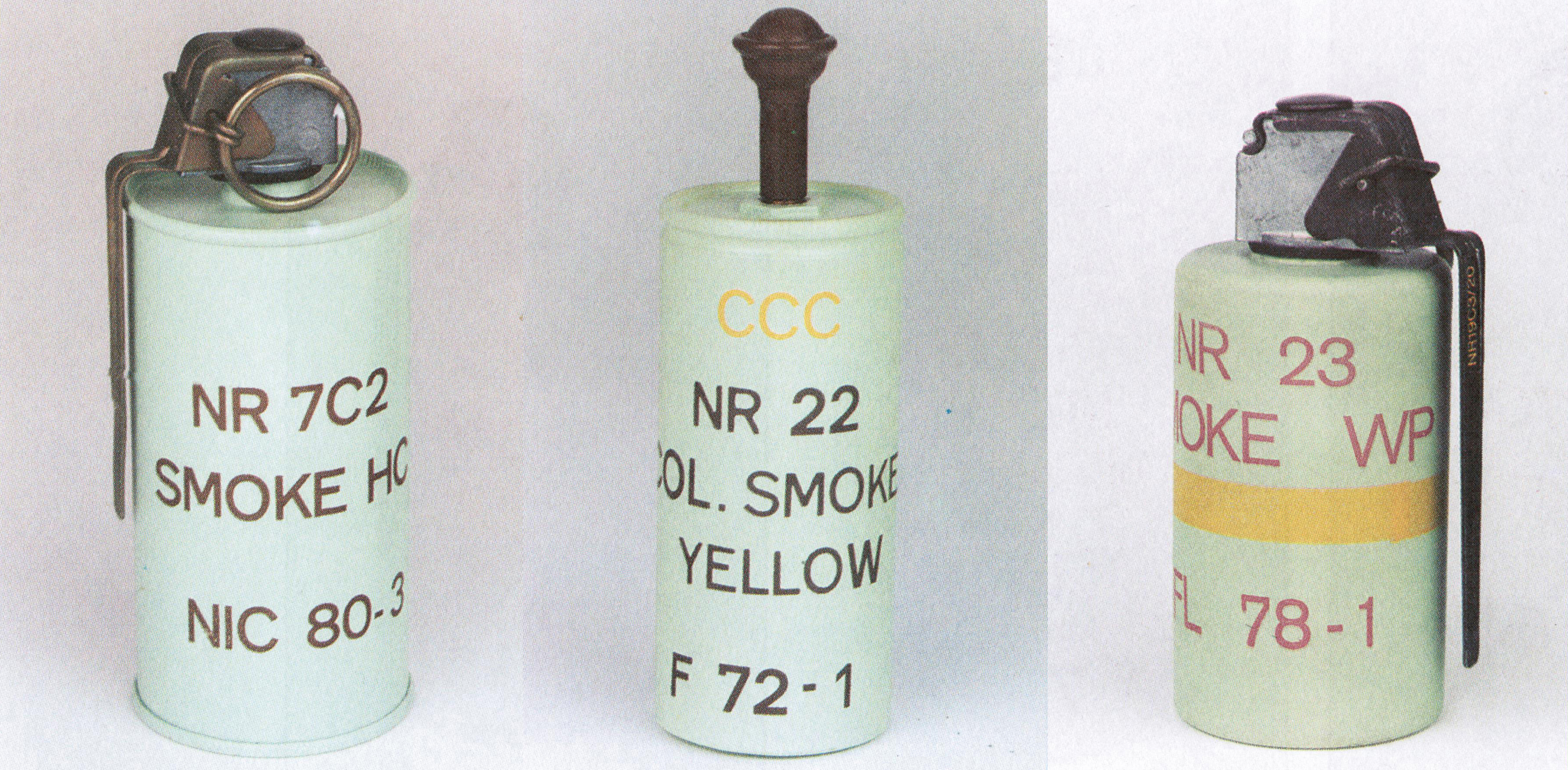 The nr. 7C2, nr. 22, and nr. 23 grenades